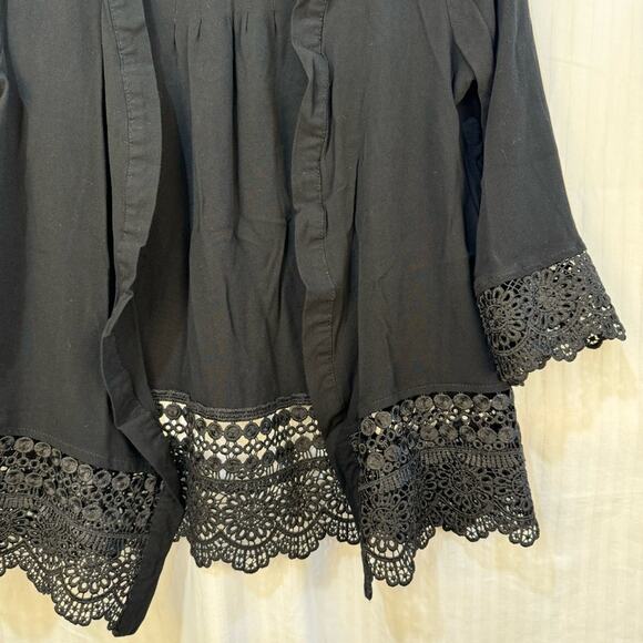 Xhilaration Open Cardigan Rayon Lace Trim Size Medium Whimsigoth Goth Y2K - Picture 5 of 7
